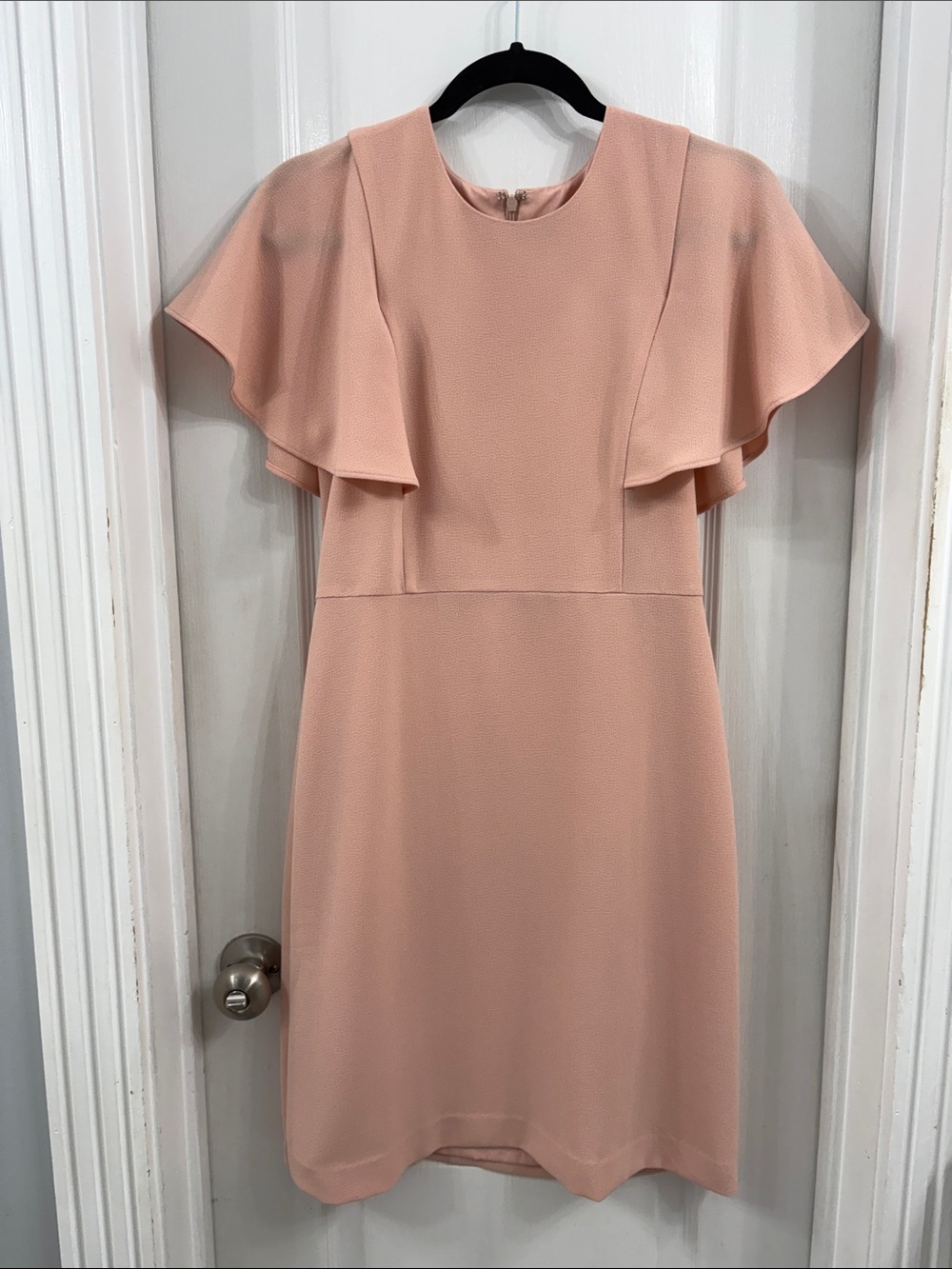 Ann Taylor Peach Flutter-Sleeve Midi Dress